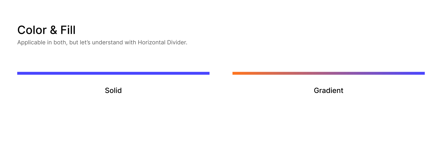 Examples of a divider with a solid color fill and a gradient fill.