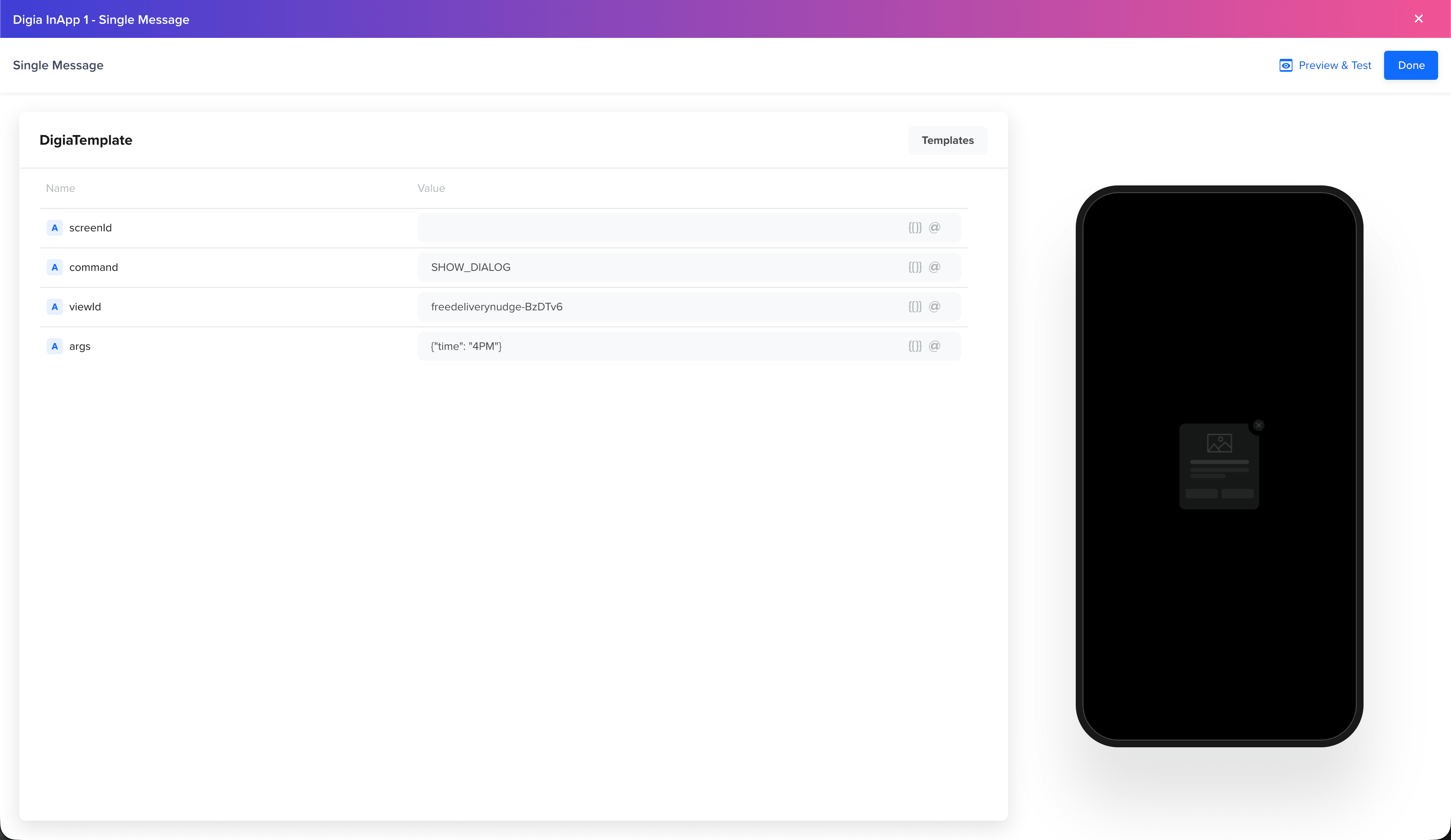 SHOW_DIALOG campaign configured in CleverTap