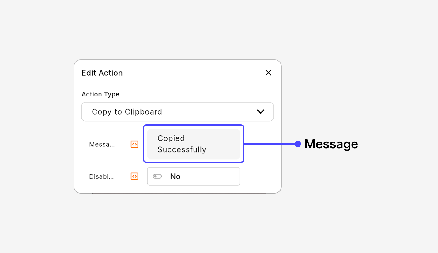 Call External Method action configuration showing message name and payload fields