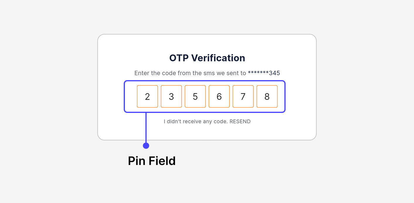 A hero image showing a pin field widget with multiple input boxes for secure code entry.